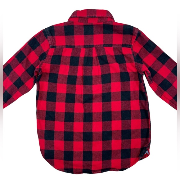 GAP Buffalo Check Flannel Button Down Shirt 5 Red Black - Picture 3 of 9